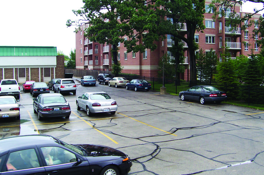 Image of Block Cracks in Asphalt Parking Lot